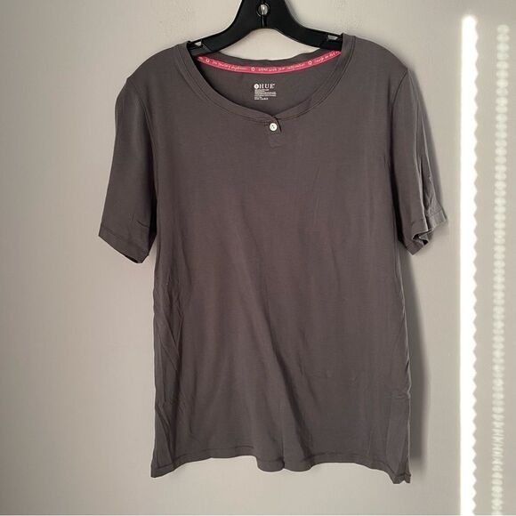 Hue Women’s Crew Henley Neck Gray Short Sleeve Pajama Top size S - Picture 1 of 3